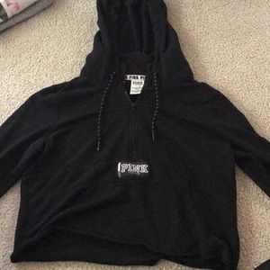 PINK cropped half zip hoodie